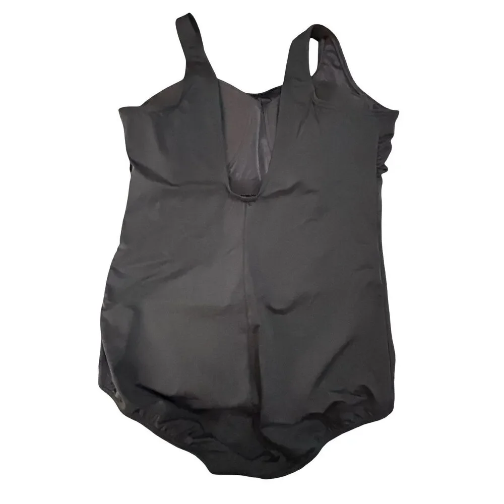 Land's End Tugless Swimsuit Black One Piece Bathing Suit NEW